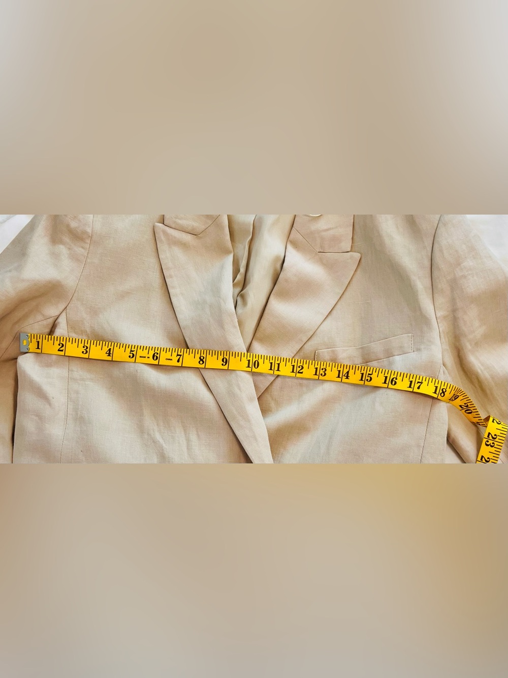 Zara Cropped Double-Breasted Linen Blend Blazer Jacket Beige Women’s M - Picture 6 of 7